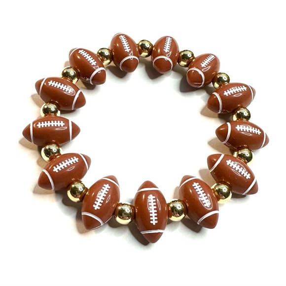 Football Bracelet Super Bowl Beaded Stretchy Game Day Team Jewelry - Picture 3 of 3
